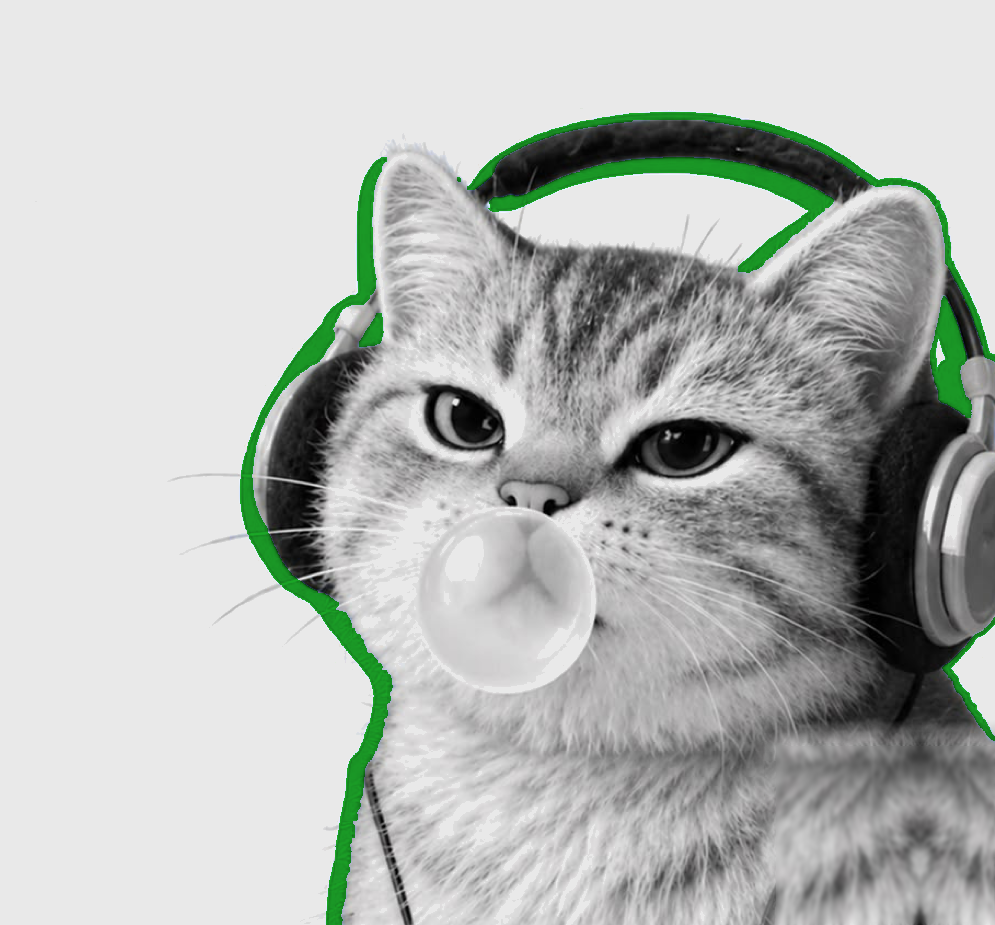 Котик Modulor AI в наушниках с жвачкой